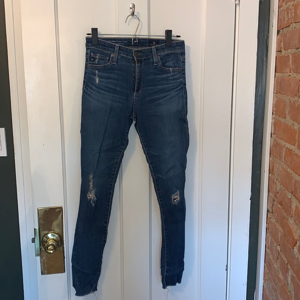 AG - dark wash, distressed jeans